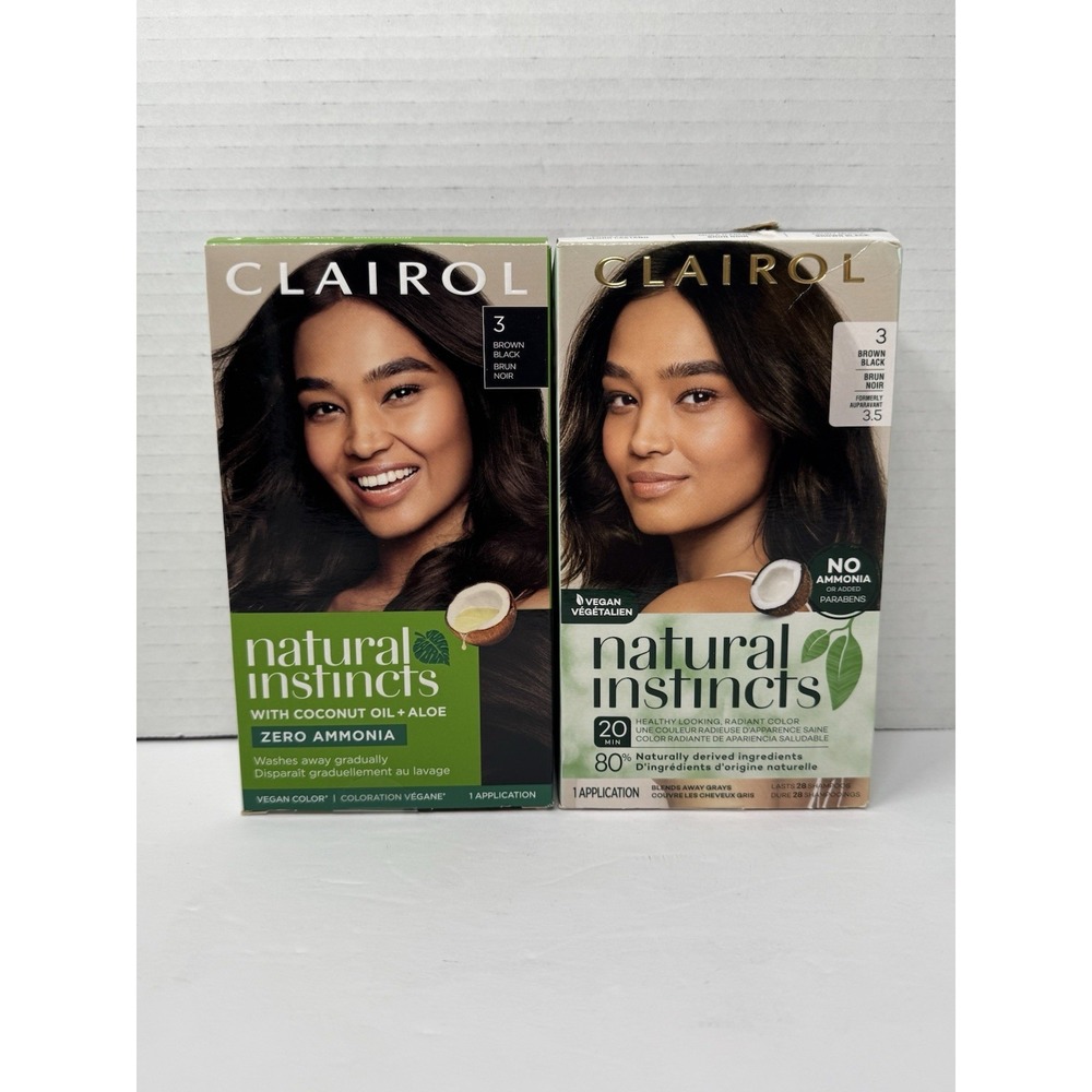 2 New Clairol Natural Instincts Demi-Permanent Hair Dye Bold Black 3